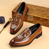 Британские Мужские Остроносые Кожаные Туфли с Узором под Крокодила Business Casual Для Мужчин Лоферы с Кисточками Формальная Свадебная Обувь