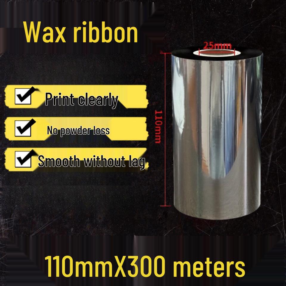 Улучшенная восковая термотрансферная лента 110мм×300м для печати этикеток на медной бумаге, 110мм×70м двухосевая карбоновая