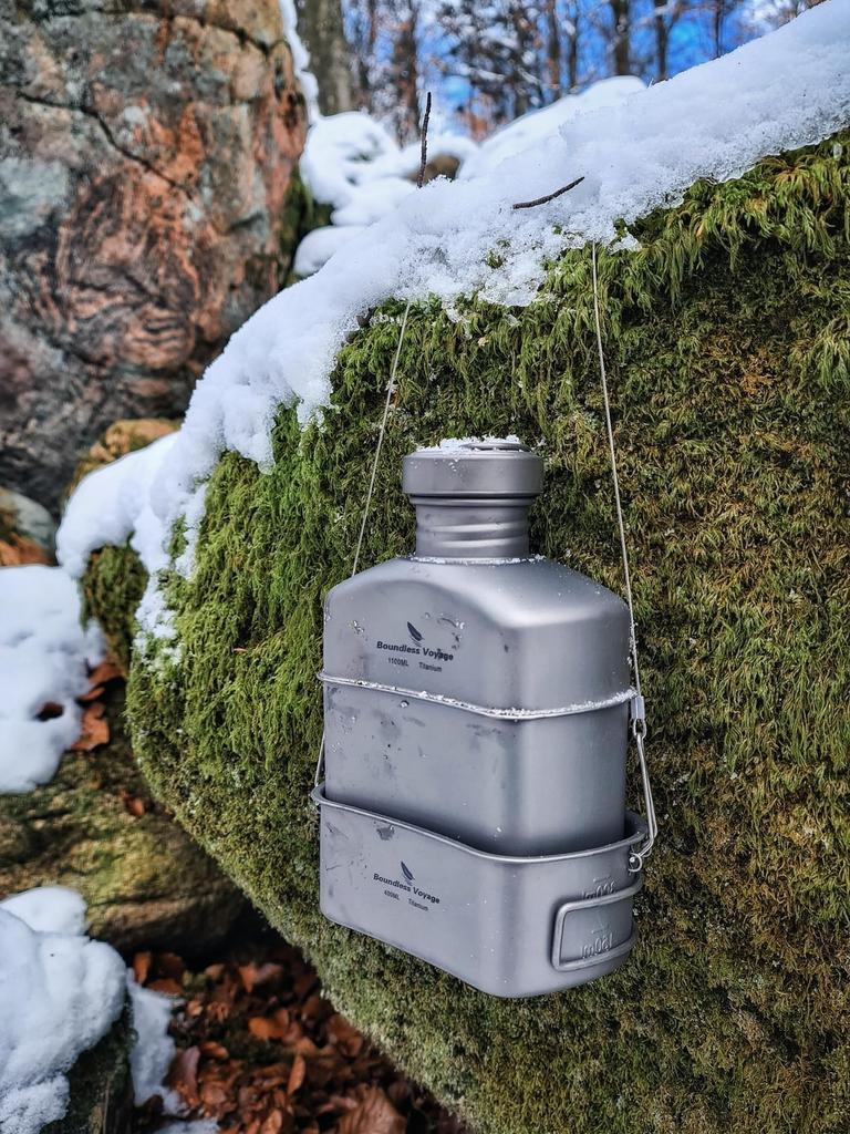 Boundless Voyage Титановый набор для приготовления риса Военный котелок Посуда для кемпинга Набор из 2 предметов Ti2048C (400мл+750мл (Хангоу)