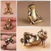 Винтажная латунная статуэтка лягушки Декор лягушки Очаровательная созерцательная поза Настольное украшение Чайный питомец Фигурка Домашний декор для офиса