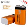 PALO 500mAh 9 Volt Li-ion Rechargeable Battery 6F22 9V Li Ion  Battery for RC Helicopter Model Microphone Toy