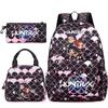 3Pcs/set Anime Kpop Printed Backpack Handbag Pencil Case for Teenger Student Girl Boy Schoolbag Kid Bookbag Large Capacity Travel Bag Gift