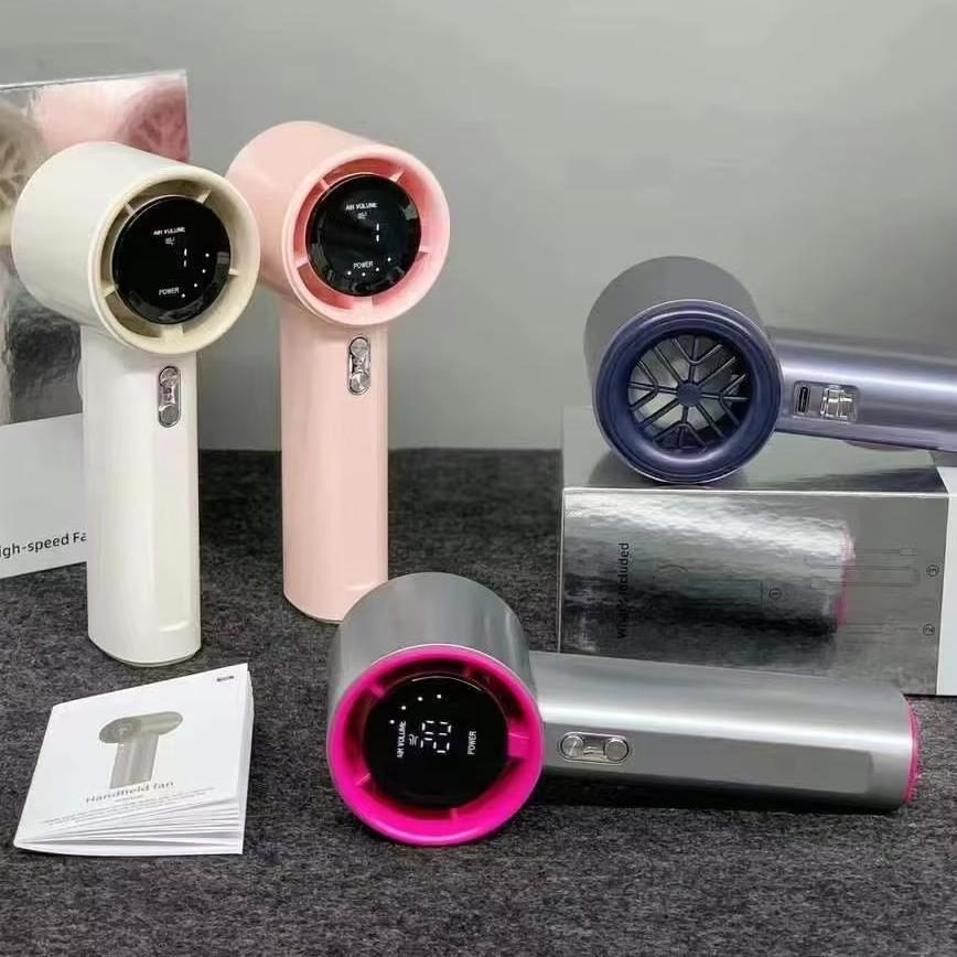 Handheld Fan Portable High Speed 3600mah Led Display Electric Turbo Fan Mini Usb Rechargeable Cooler Bladeless Fans