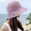 2025 Летняя женская элегантная шляпа из органзы с цветочным узором для бассейна, защита от солнца для путешествий, крутая шляпа рыбака