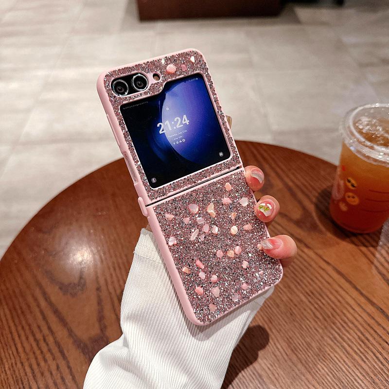Подходит для Samsung ZFlip5 Чехол для мобильного телефона с россыпью бриллиантов, откидной для складного экрана Fold5, полная защита, защитный чехол, фея