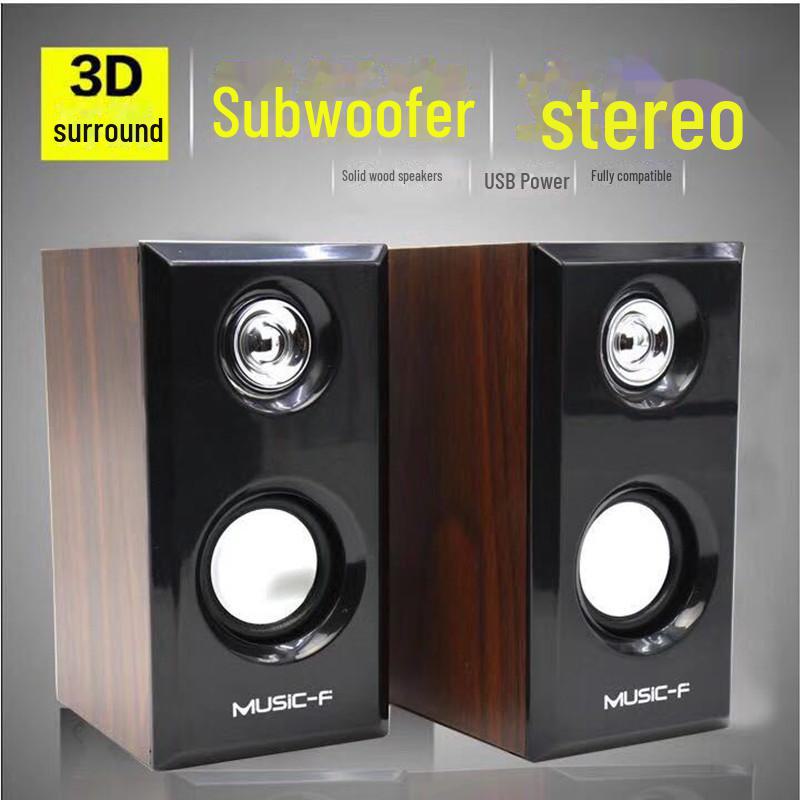 D092 Wooden USB Stereo Speakers for Computer and Laptop