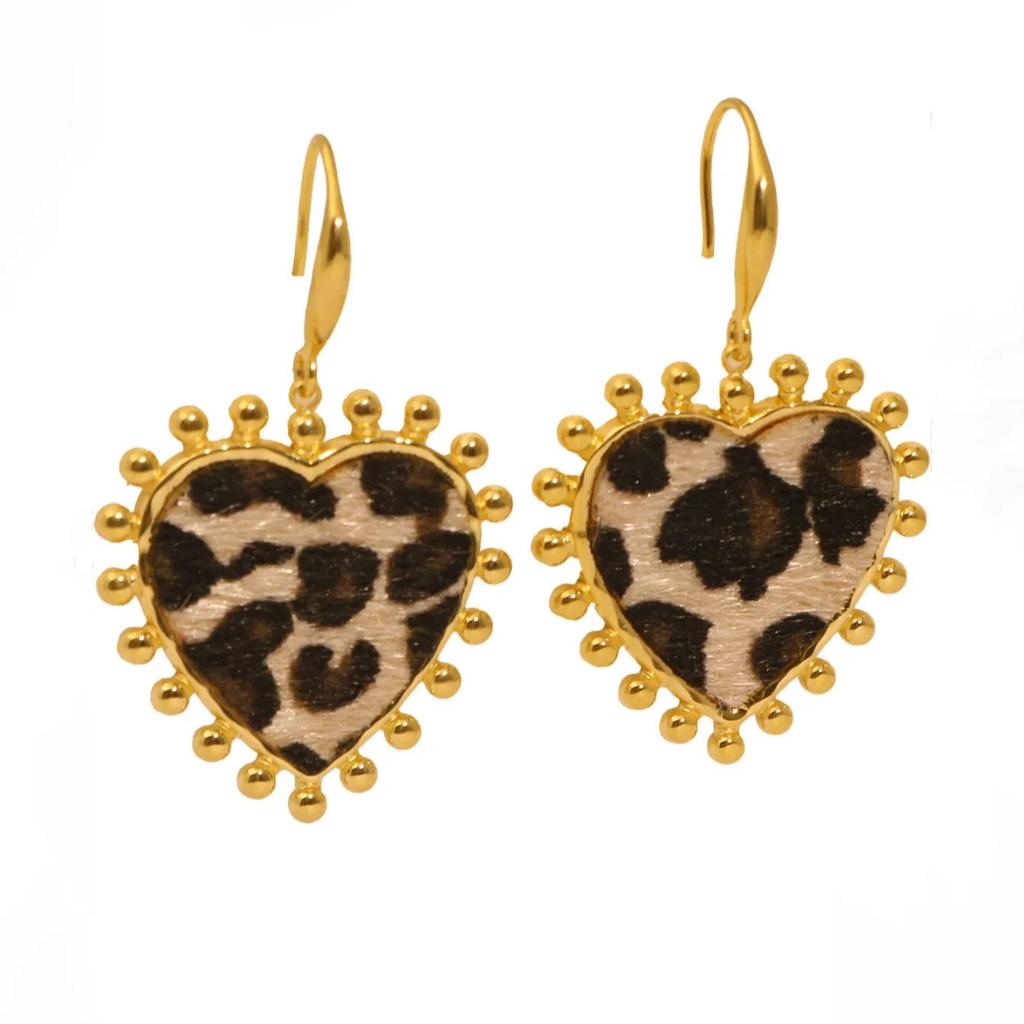 Нержавеющая сталь 18К позолота Любовь Конский волос Леопардовый принт Подвеска Серьги-пусеты Металлический стиль Серьги Элегантный циркон Подарки