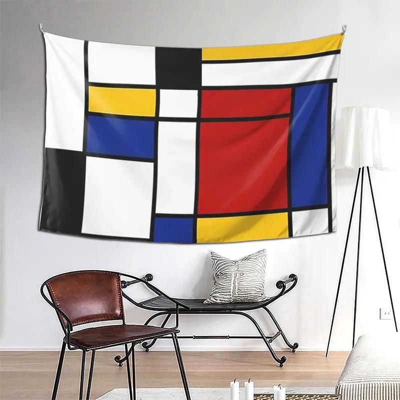 VIKAMA Mondrian Geometric Tapestry Minimalist Color Block Tapestry For Living Room Bedroom Studio Decor Modern Art Decor