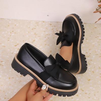 Женские лоферы большого размера на массивной подошве, нескользящие, новая осенняя европейско-американская мода, универсальные кожаные балетки