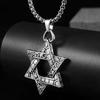 Men's Retro Stainless Steel Six-Pointed Star Necklace - Double-Sided Hip-Hop Alloy Pendant