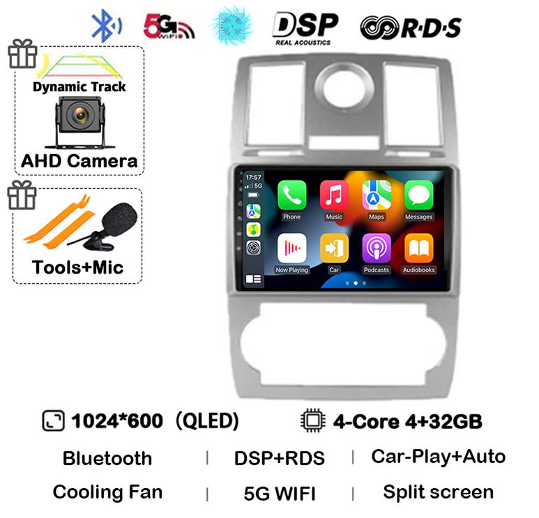 Android 14 Auto Carplay 4G+WIFI For Chrysler Aspen 300C 2004 2005 2006 2007 2008 Multimedia Video Player Car Radio GPS Stereo BT