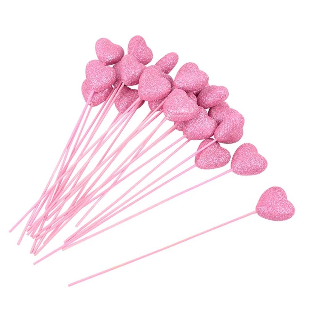 10pcs Red Pink Heart Cake Toppers Love Vase Picks Decor  Wedding Flower Bouquet