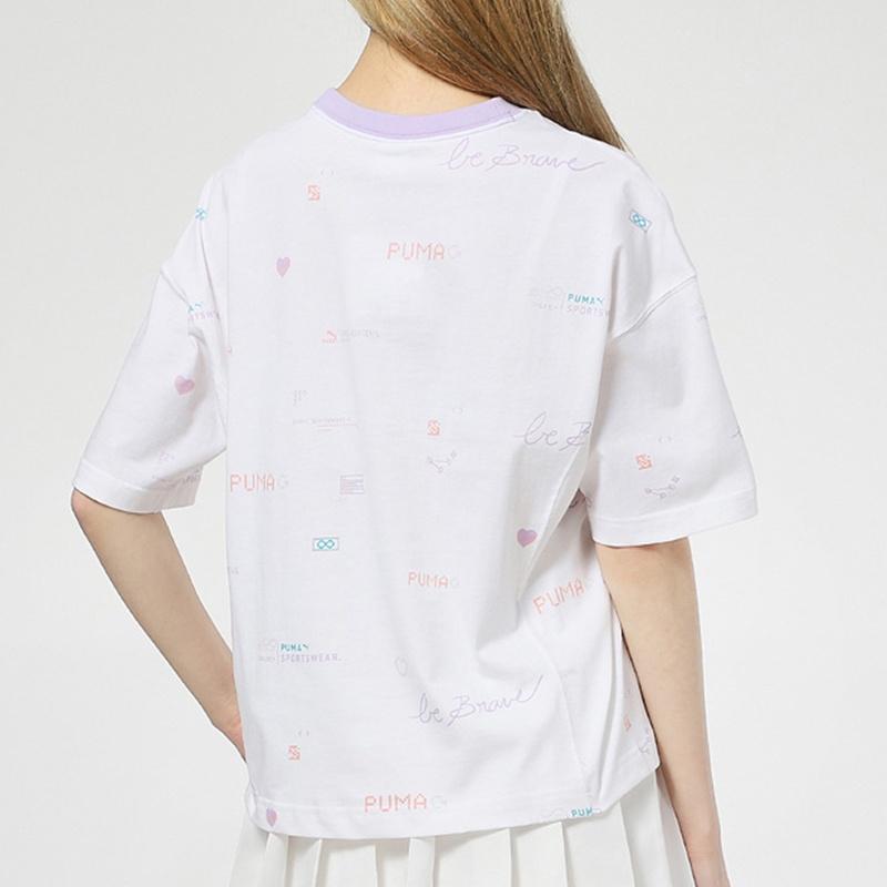 PUMA T Shirts Women's White Crew Neck Moderate Straight Fit 531284-02