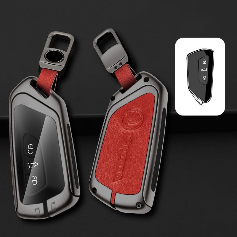 CAPR9 Zinc Alloy Car Smart Remote Key Case Bag Cover Protector Holder Shell For Skoda Octavia 4 8 A8 2020 2021 Keychain Accessories