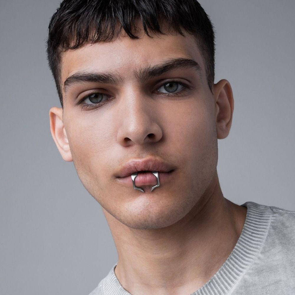 Аксессуары Ювелирные изделия для лица Готические подарки Кольцо для губ Металлическое кольцо для губ Без пирсинга Зажим для губ Зуб зверя