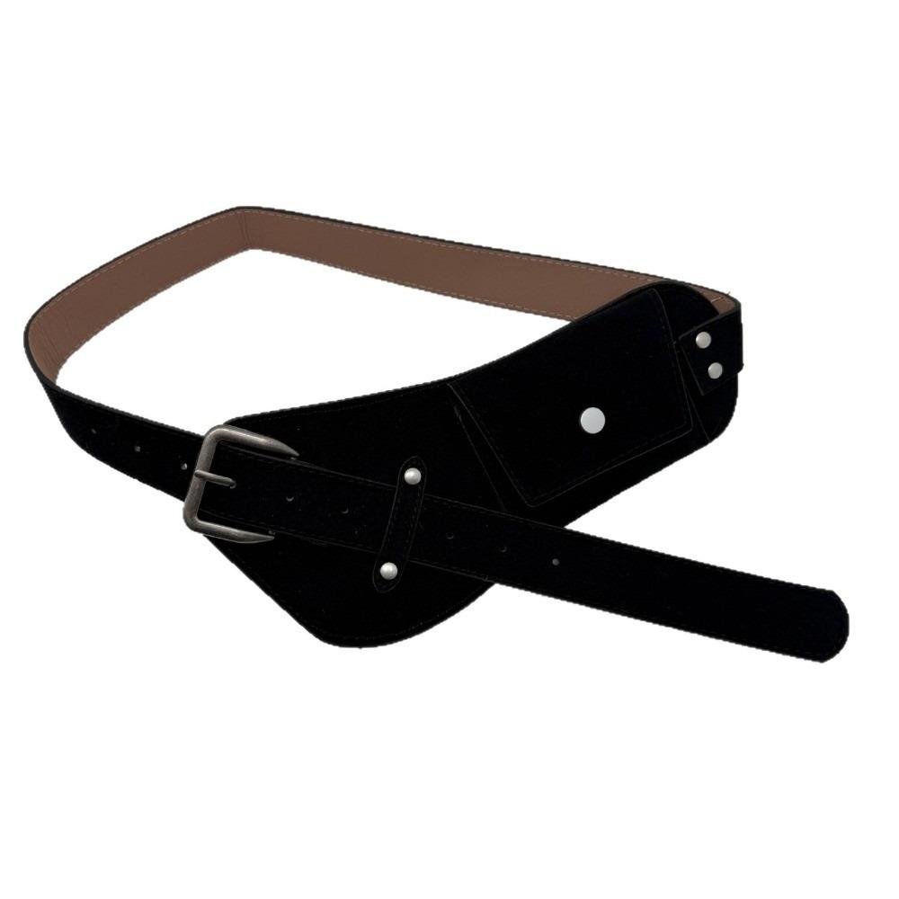 Zinc Zinc Alloy Maillard Waist Belt Wide Suede Waist Bag Belt Fashion Pin Buckle Waistband Daily Outfits
