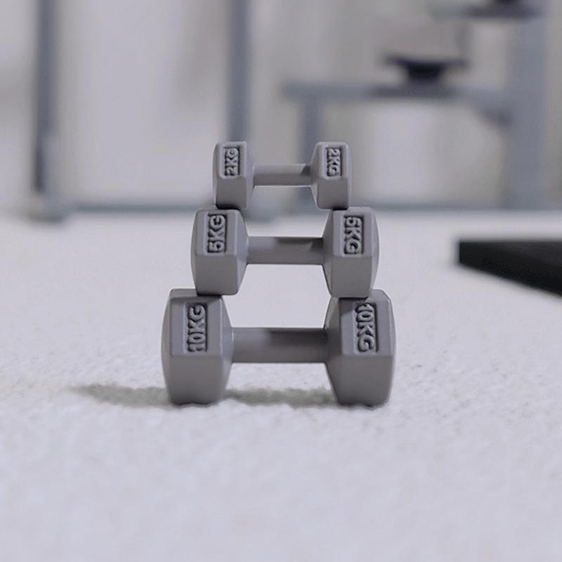 3Pcs 1:12 Dollhouse Simulation Weightlifting Dumbbell Model Set Dollhouse Sports Scene Exercise Machine Decoration Accessories