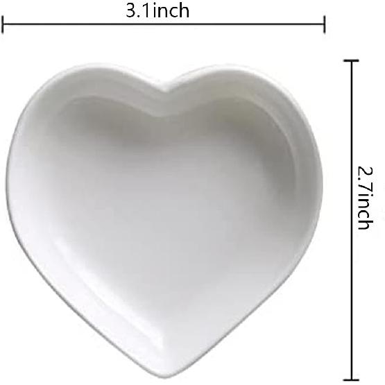Ceramic Heart-shaped White Multipurpose Sauce Dish Seasoning Dishes Sushi Dipping Bowl Appetizer Plates Serving Dish Saucers Bowl(Set of 4)