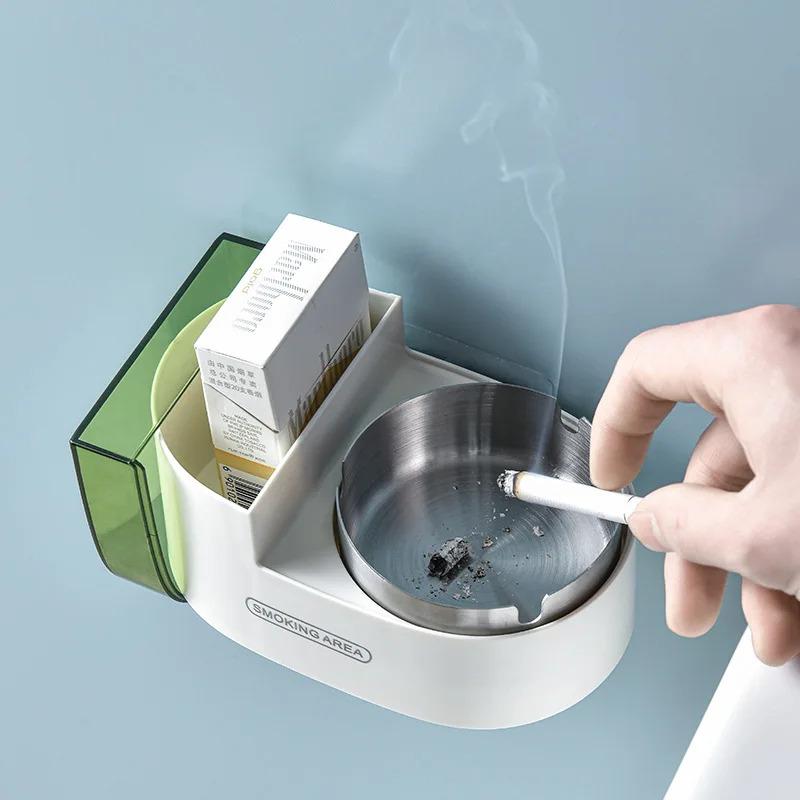 1/4PCS Home Bathroom Storage Box, Creative, Personalized, Trendy Stainless Steel Non Perforated Wall Hanging Ashtray