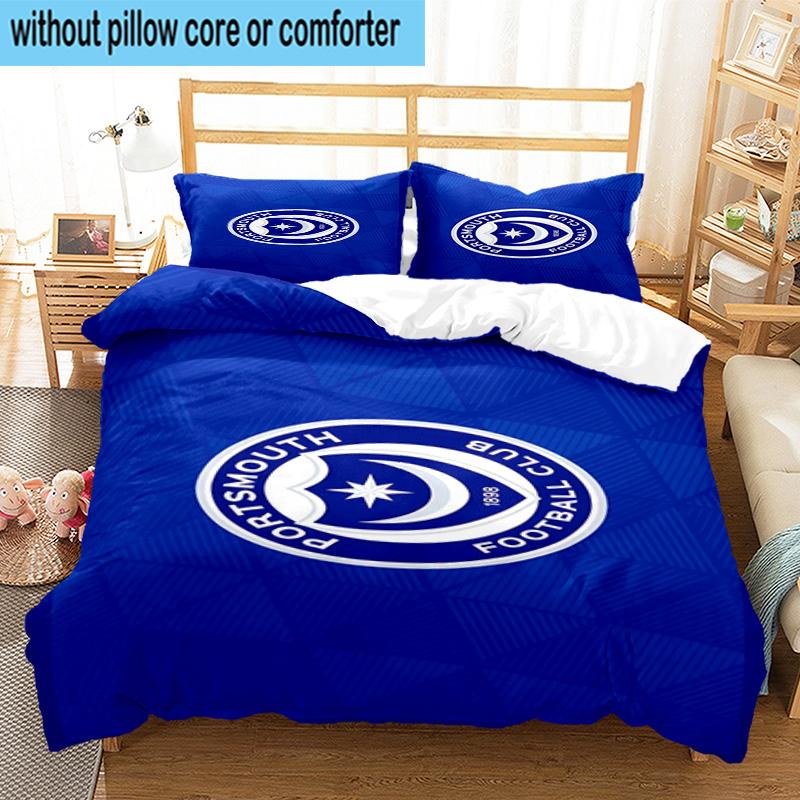 3pcs Portsmouth F.C Printed Bedding Set Duvet Cover Closure Includes 1 Duvet Cover & 2 Pillowcases Bedding Sets Home Decor Gifts