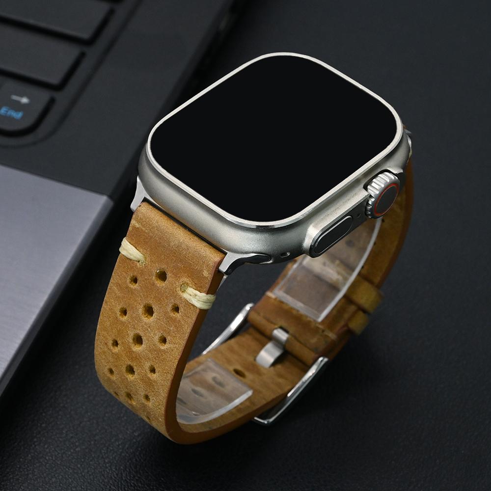 Деловой кожаный ремешок для Apple Watch Ultra 2 49 мм 10 46 мм 42 мм Мужские роскошные ремешки для IWatch 9 8 7 6 5 4 SE 41 мм 40 38 44 мм 45 мм