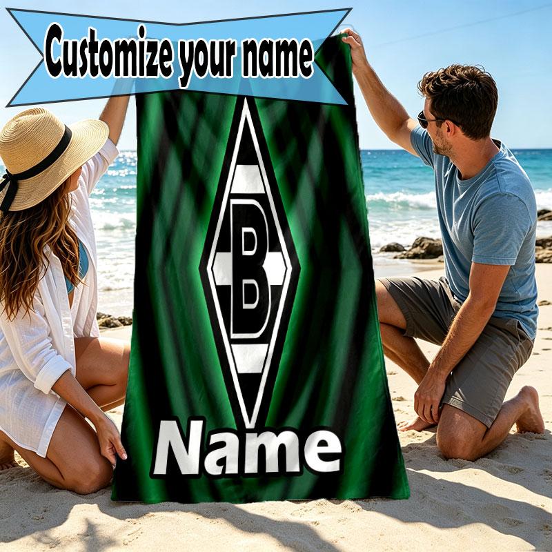 Custom Name Personalized Borussia Monchengladbach Print Beach Towel, for Trip Camping Beach Party Home Decor, Birthday Gift for Family & Friends