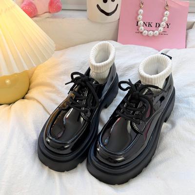 Черные туфли на толстой подошве, увеличивающие рост, из маленькой кожи, женские, новые, летние, ретро, Мэри Джен.