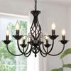 Farmhouse Chandelier Bronze , Rustic 6 Light French Country Iron Pendant Light Fixture, Vintage Metal Chandelier for Dining