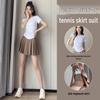 Женский летний комплект спортивной одежды для бадминтона и тенниса с плиссированной юбкой, быстросохнущий