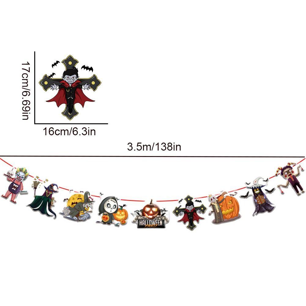 Hanging Happy Halloween Paper Banner Paper Pumpkin Letter Flag  Haunted House