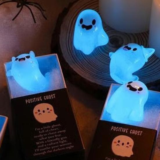 36 шт. Миниатюрные фигурки призраков Светящиеся в темноте Мини-фигурки призраков с коробкой Позитивные миниатюры призраков для Хэллоуинских сувениров для вечеринок DIY-проектов