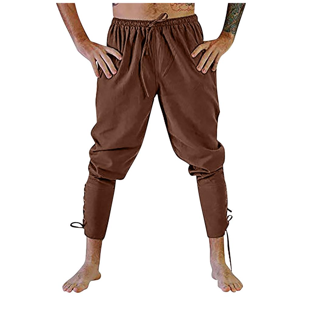 Summer Men's Medieval Stage Performance Casual Ankle Strap Pants