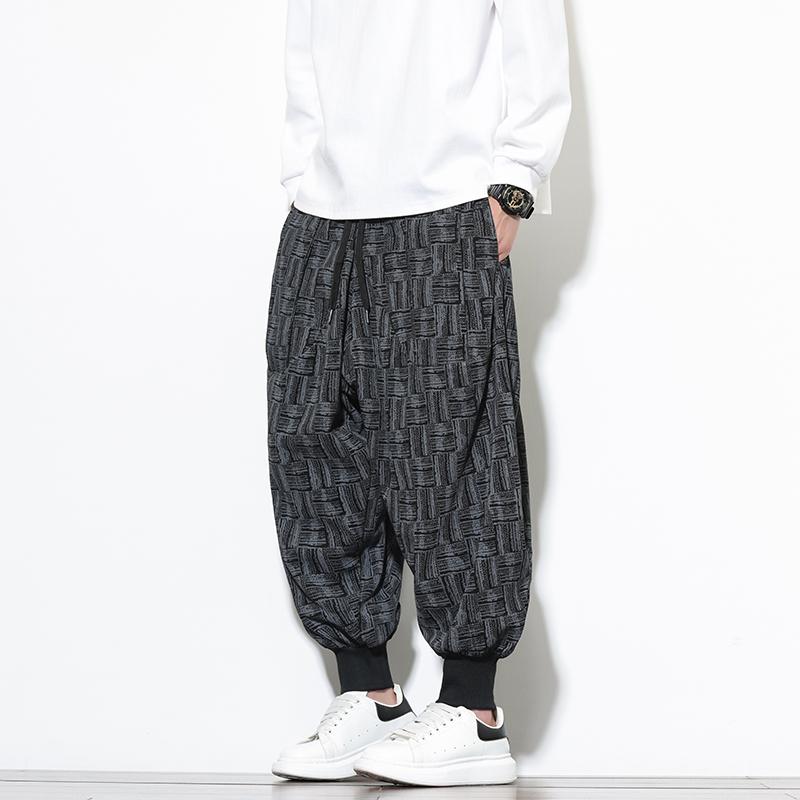2025 Autumn Men Plaid Corduroy Pants Men Jogger Vintage Lantern Pants Y2K High Street Trousers Korean Loose Casual Sweatpants