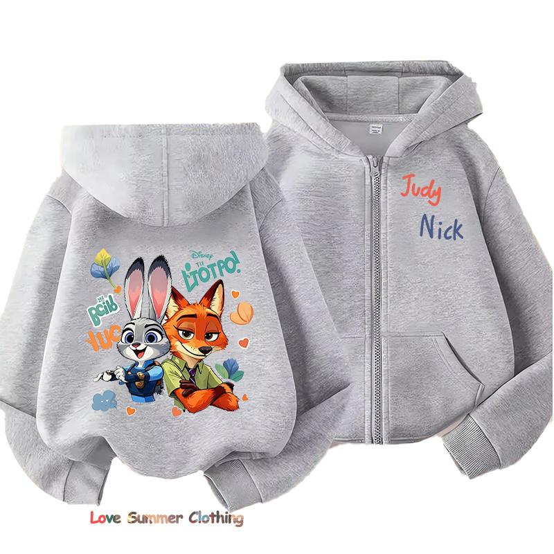 Zootopia Zip Up Hoodies for Kids Judy Nick Hooded Sweatshirt Boys Pullovers Cartoon Girls Hoodie Sportswear New Year Gift