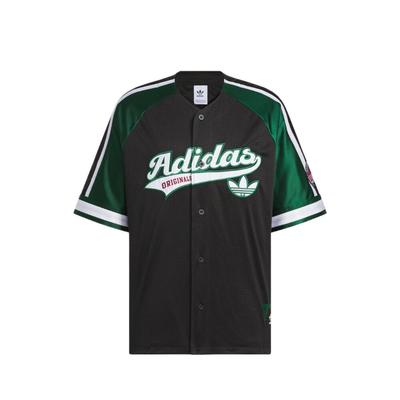 adidas Оригинальная рубашка Unitefit Color Block Button Soft Skin Friendly с коротким рукавом, унисекс, черная, темно-зеленая, JN0767