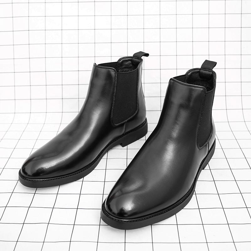 Дизайнерские Новые Мужские Черные Коричневые Ботильоны с Острым Носком в Повседневном Стиле, Мужская Зимняя Мода, Удобные Кожаные Ботинки Челси