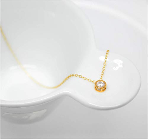 Naot Jewelry Women's Zirconia Necklace [Gift Box Included] Gold 14kgf Round CZ Necklace