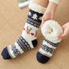 Women's Winter Velvet and Thick Christmas Glue Non Slip Home Sleeping Moon Floor Socks