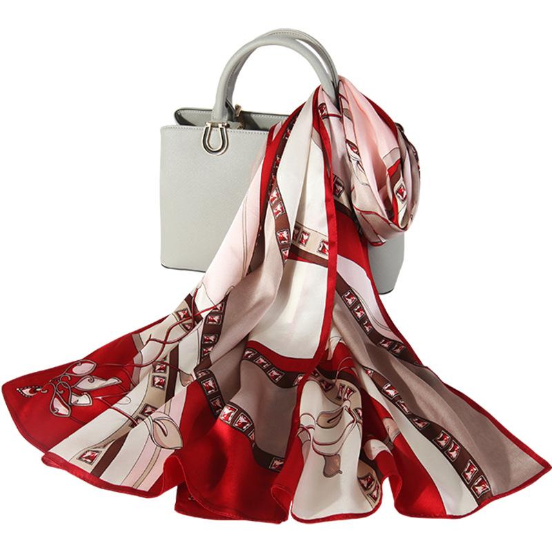 Shanghai Story Silk Scarf Female Summer Thin Teach Mom Versatile Mulberry Silk Print Scarf Shawl Gift
