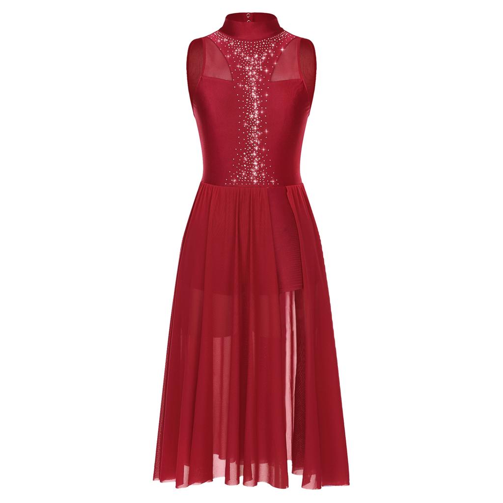 Женское асимметричное балетное платье со стразами, лирические современные танцевальные костюмы, сценическое трико, платье