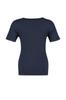 Women's Style Plus Size Navy Blue Collar Detailed Ribbed Knitted T-shirt