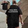 25-26 Лето Социальные сети убивают романтику Мужская эстетическая футболка с принтом на День святого Валентина Парная хлопковая футболка Топ Одежда Y2K