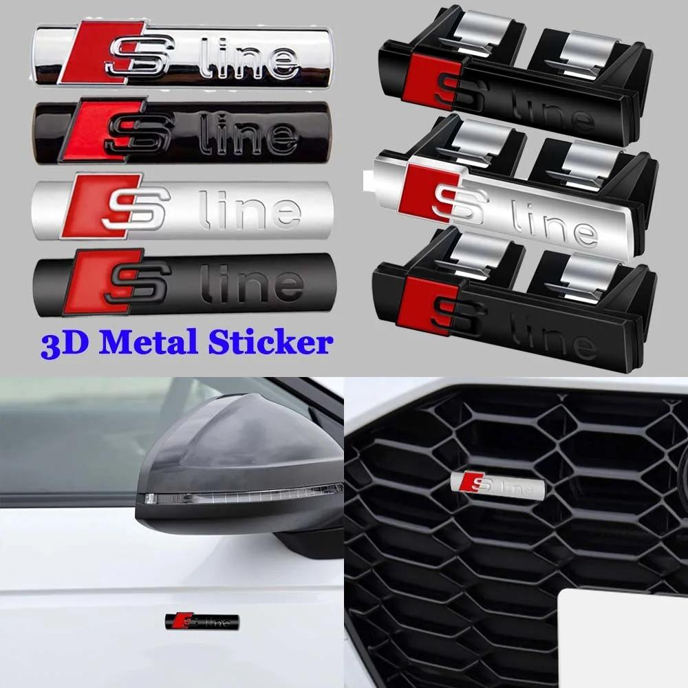 2026 S Line 3D Logo Car Front Grille Badge Sticker Metal S Line Emblem For Audi Sline RS A3 A4 A5 A6 A7 A8 S3 RS3 RS5 RS6 S4 Q2 Q5 Q3