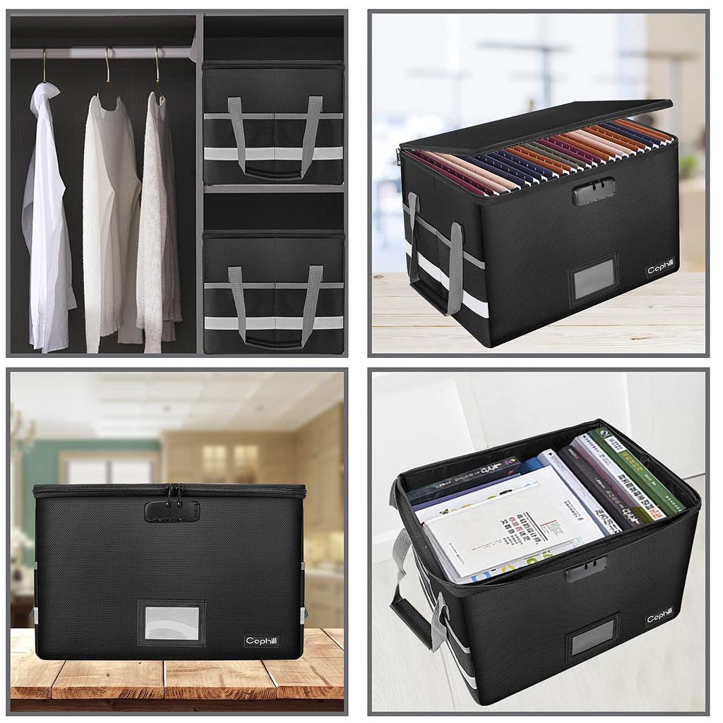 Огнеупорный ящик для хранения документов Caphill с файлом для хранения документов на случай чрезвычайных ситуаций, простой висячий черный замок для ценностей, водонепроницаемый, принадлежности, кейс, коробка,