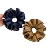 Korean Style Coffee Leather Double Layer Scrunchie: Elegant Women's Hair Accessory