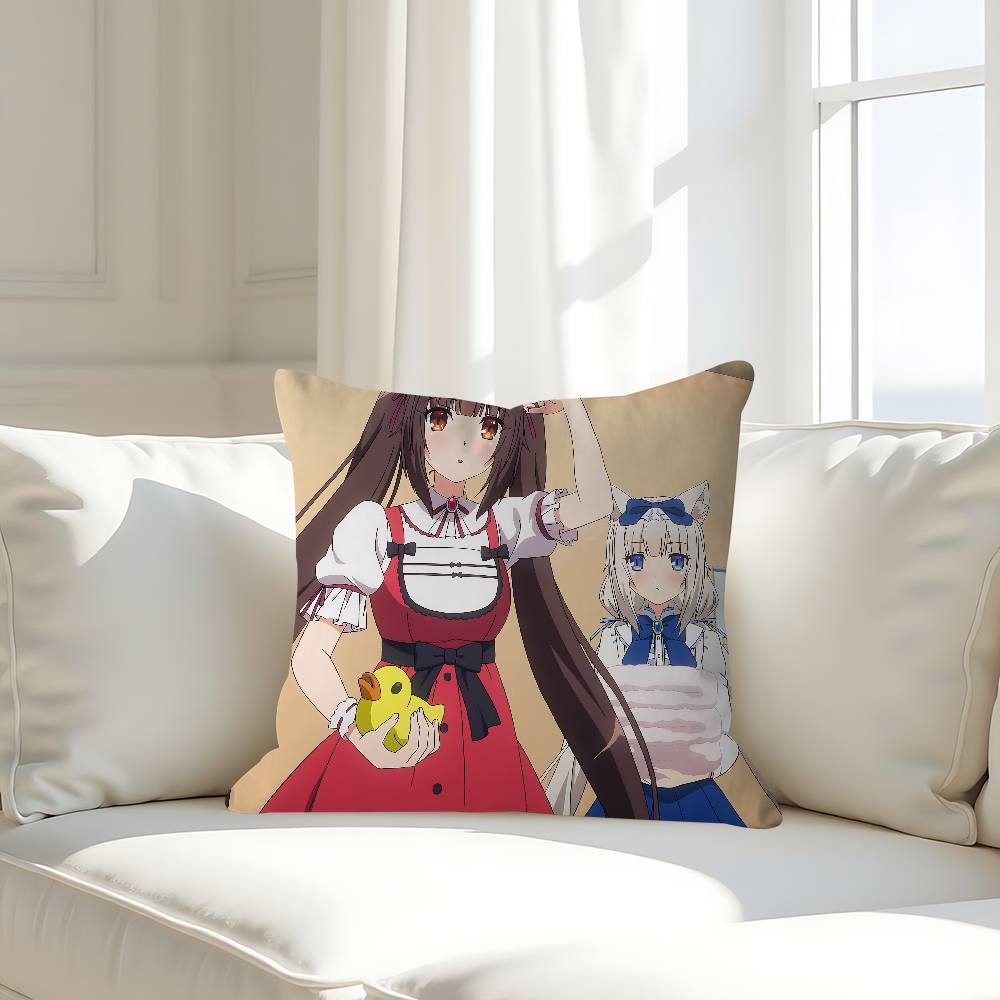 GAME-N-Nekopara-V-Vanilla Наволочка Съемная Моющаяся Наволочка для подушки – Мягкий лен для любого сезона