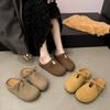 Japanese Small Fresh Mori Suede Slippers Women's 2025 Autumn New Outer Wear Lace-up Lazy Muller Thick-bottomed Bag Head Drag