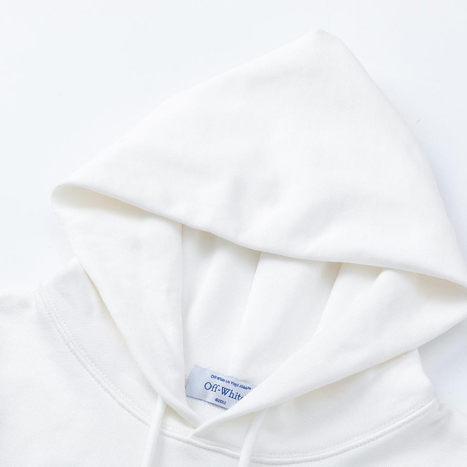 Off-White 2025 Autumn and Winter New Sketch Pattern Arrow Looped Hooded Sweatshirt for Men and Women