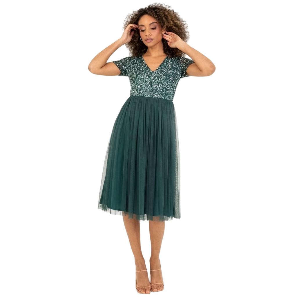 Maya Deluxe Womens/Ladies Short-Sleeved Midi Dress