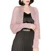1PC Fashion Hollow Out Thin Tops Solid Color Long Sleeve Knitted Cardigan Vintage Knitwears